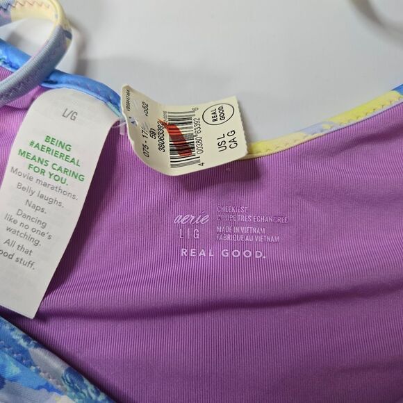 Aerie Floral Purple Cheeky Bikini Large - Picture 4 of 5